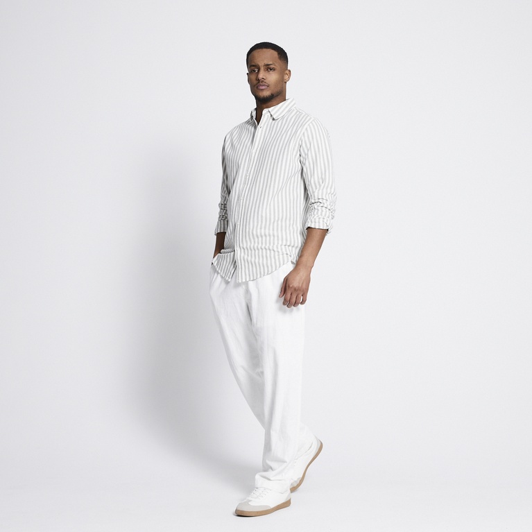 Linen blend shirt "Lucas Stripe" Light Green